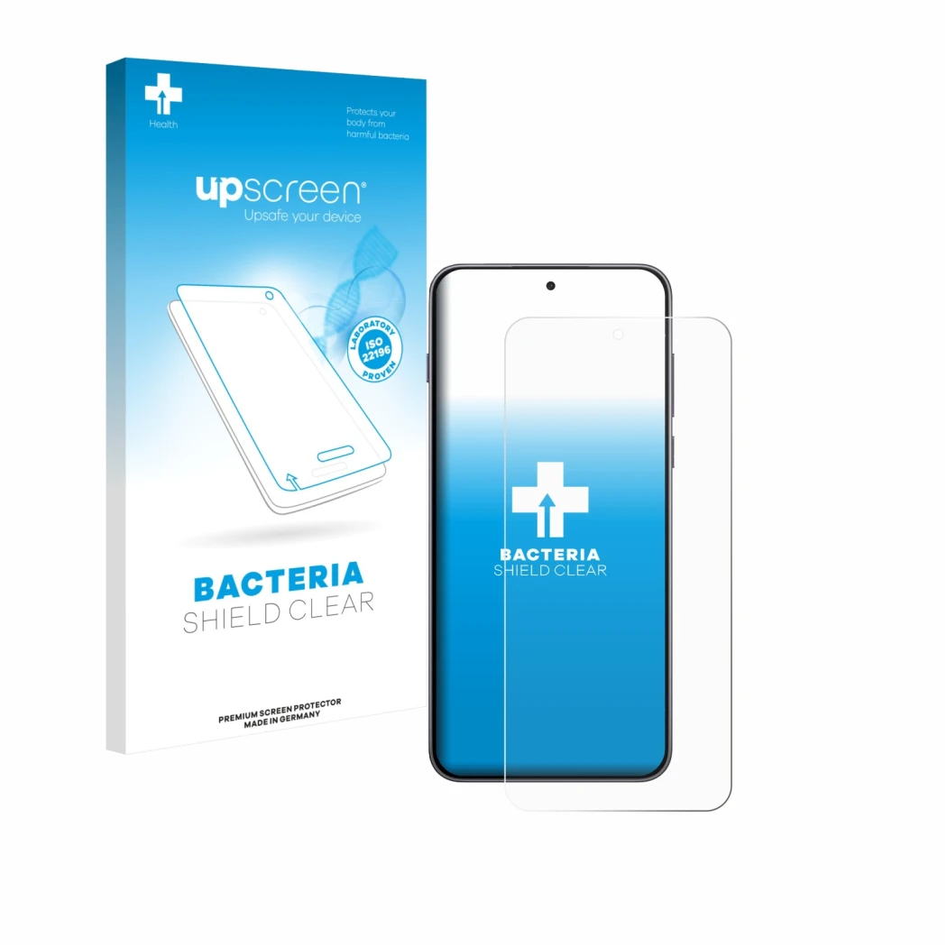 Parte frontale di una confezione del prodotto con il logo del marchio upscreen. Accanto è raffigurato il dispositivo OnePlus N