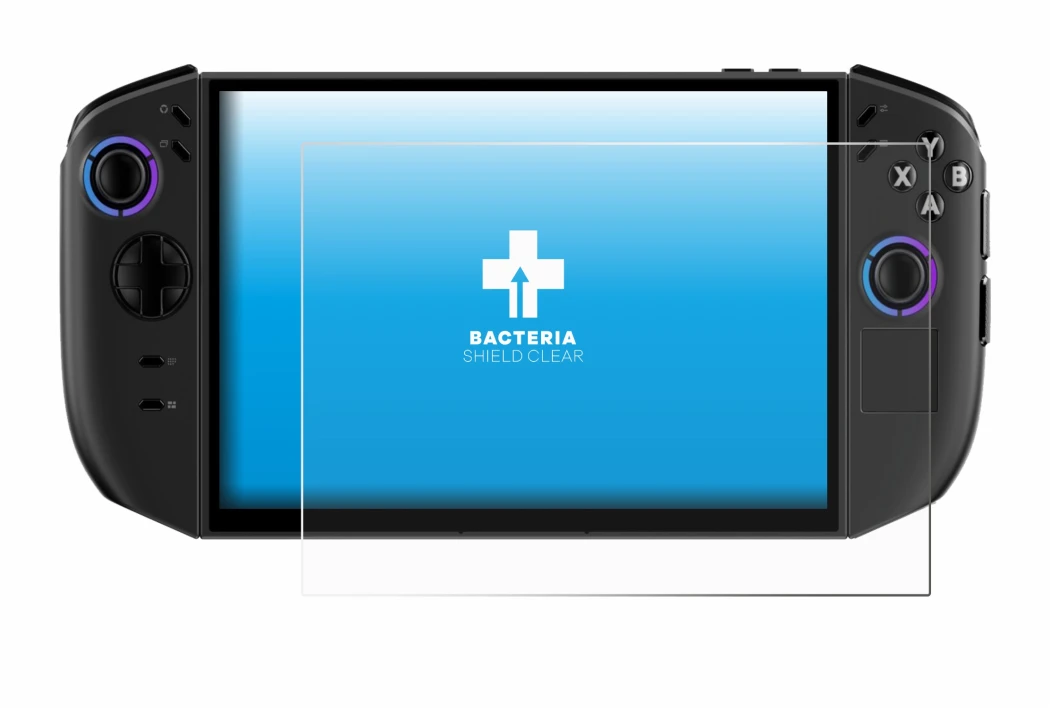 Immagine del dispositivo Lenovo Legion Go Gen 2 con un'ampia varietà di protezioni per lo schermo.