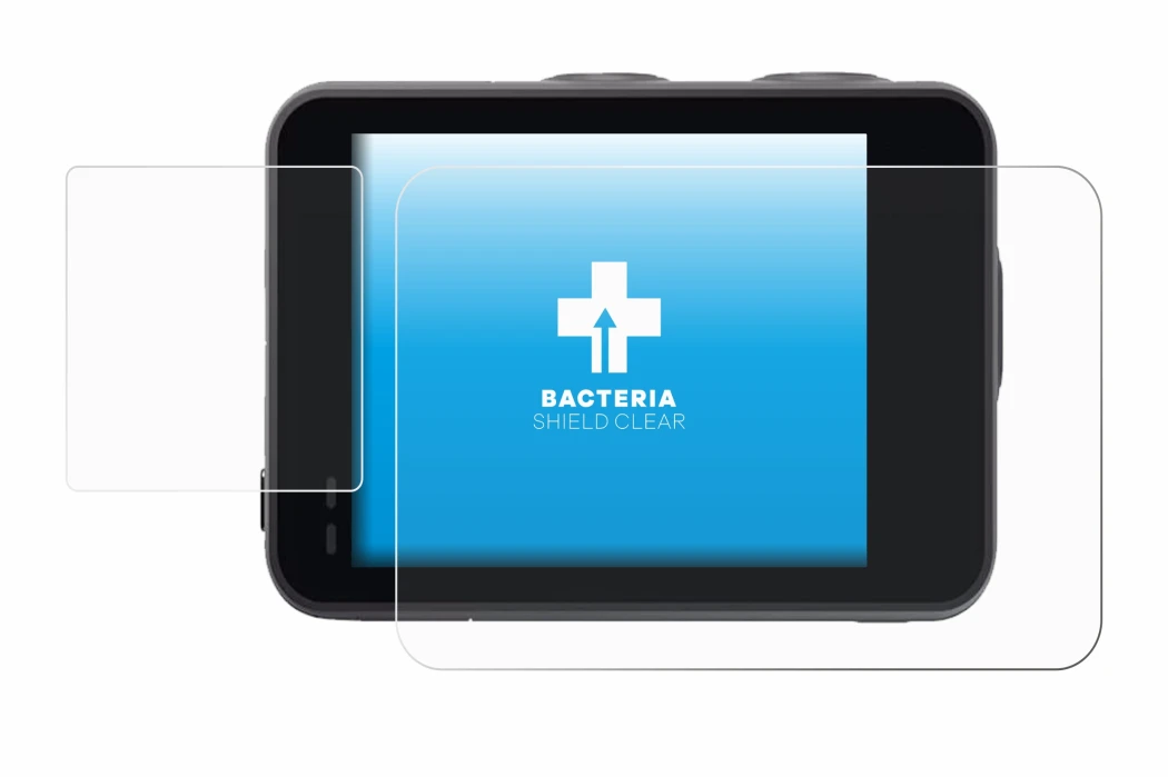 Immagine del dispositivo Akaso Brave 7 con un'ampia varietà di protezioni per lo schermo.