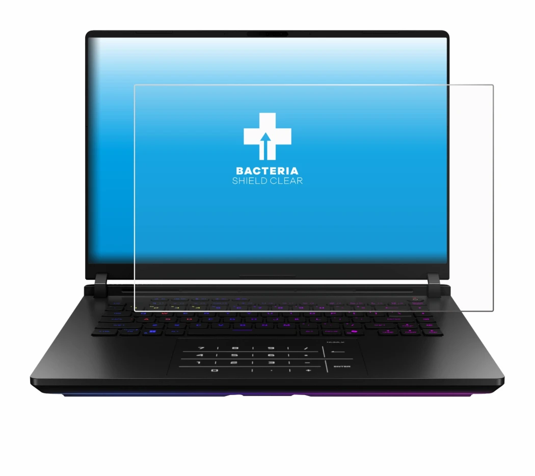 Immagine del dispositivo ASUS ROG Strix SCAR 18 2025 con un'ampia varietà di protezioni per lo schermo.