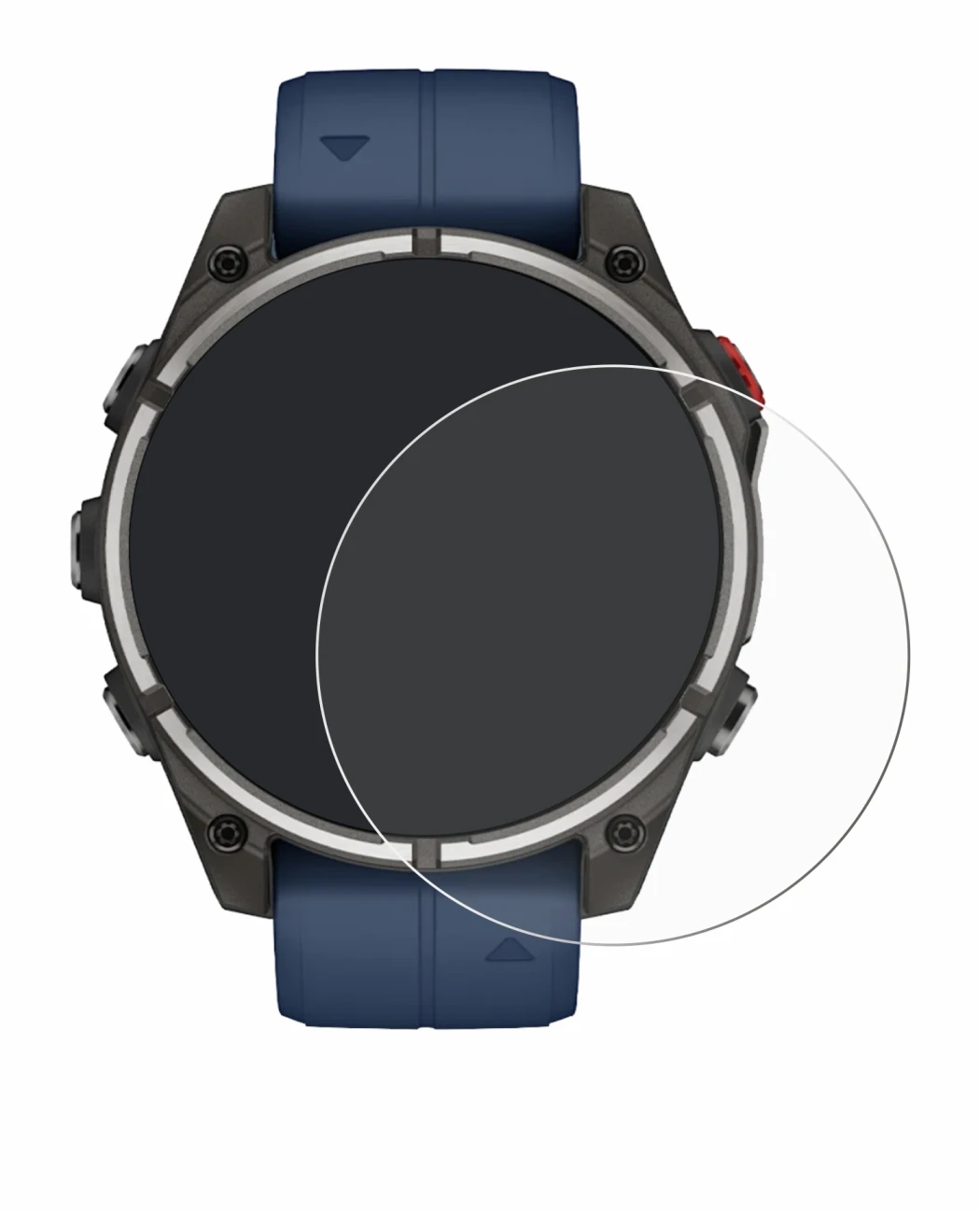 Immagine del dispositivo Garmin quatix 8 Pro (47 mm) con un'ampia varietà di protezioni per lo schermo.