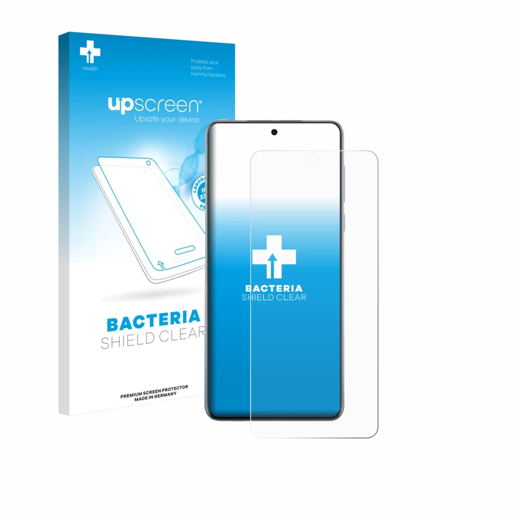 Parte frontale di una confezione del prodotto con il logo del marchio upscreen. Accanto è raffigurato il dispositivo Oppo Find