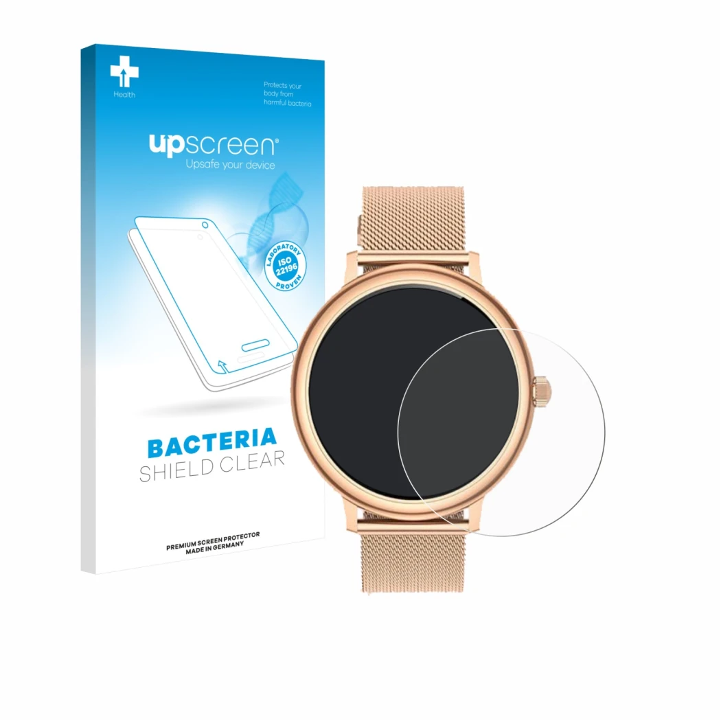 Parte frontale di una confezione del prodotto con il logo del marchio upscreen. Accanto è raffigurato il dispositivo Ruxingx A