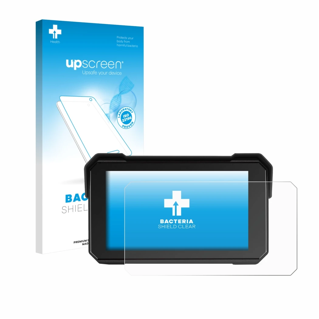 Parte frontale di una confezione del prodotto con il logo del marchio upscreen. Accanto è raffigurato il dispositivo GOHHDL A4