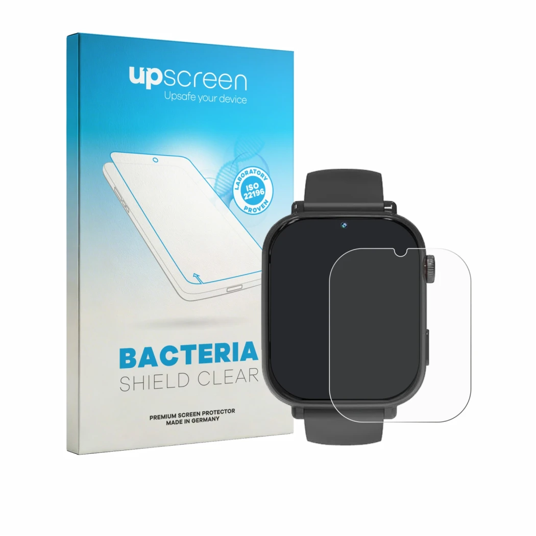 Parte frontale di una confezione del prodotto con il logo del marchio upscreen. Accanto è raffigurato il dispositivo Pthtechus