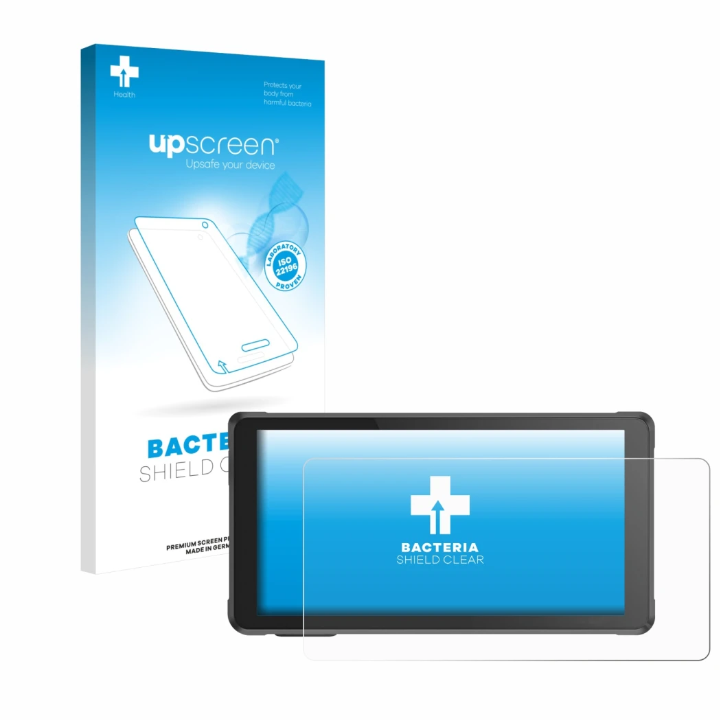 Parte frontale di una confezione del prodotto con il logo del marchio upscreen. Accanto è raffigurato il dispositivo Interphon
