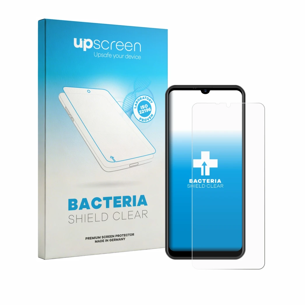 Parte frontale di una confezione del prodotto con il logo del marchio upscreen. Accanto è raffigurato il dispositivo Invens NO
