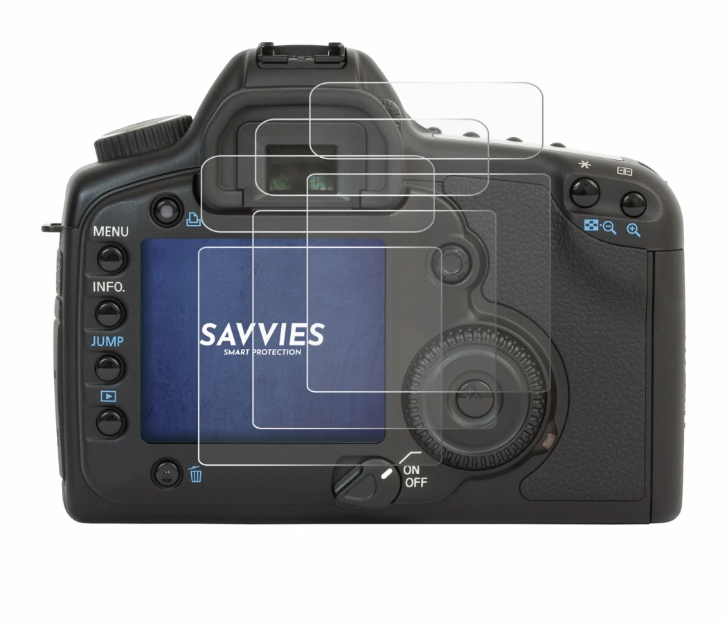 Immagine del dispositivo Canon EOS 5D con un'ampia varietà di protezioni per lo schermo.