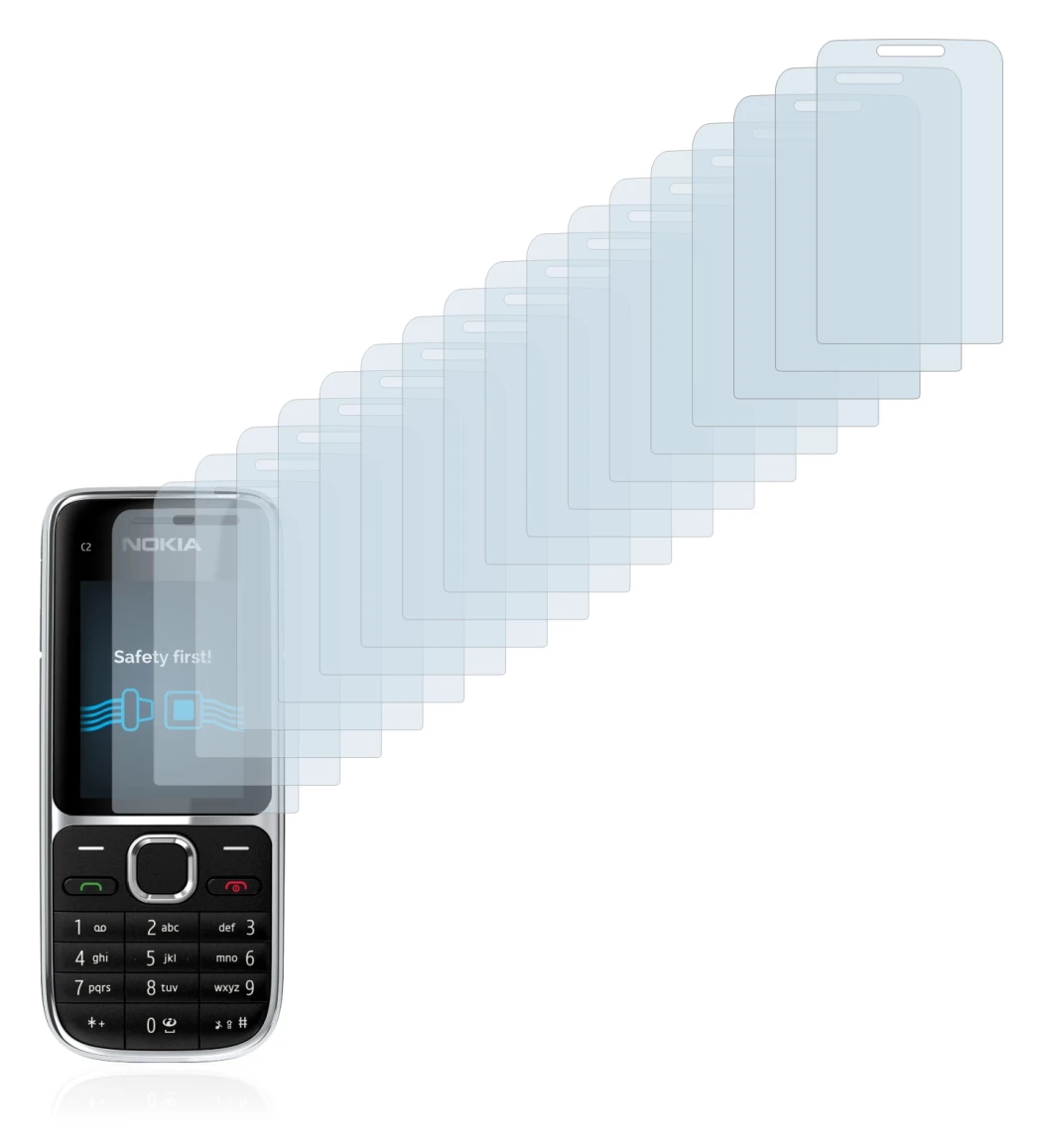 Immagine del dispositivo Nokia C2-01 con un'ampia varietà di protezioni per lo schermo.