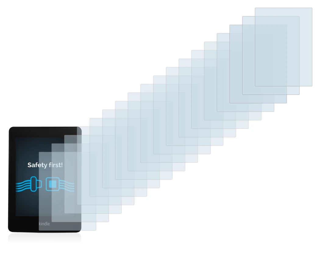 Immagine del dispositivo Amazon Kindle Paperwhite 2013 con un'ampia varietà di protezioni per lo schermo.