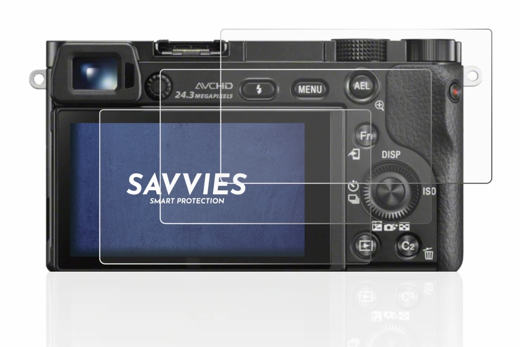 Immagine del dispositivo Sony Alpha 6000 con un'ampia varietà di protezioni per lo schermo.