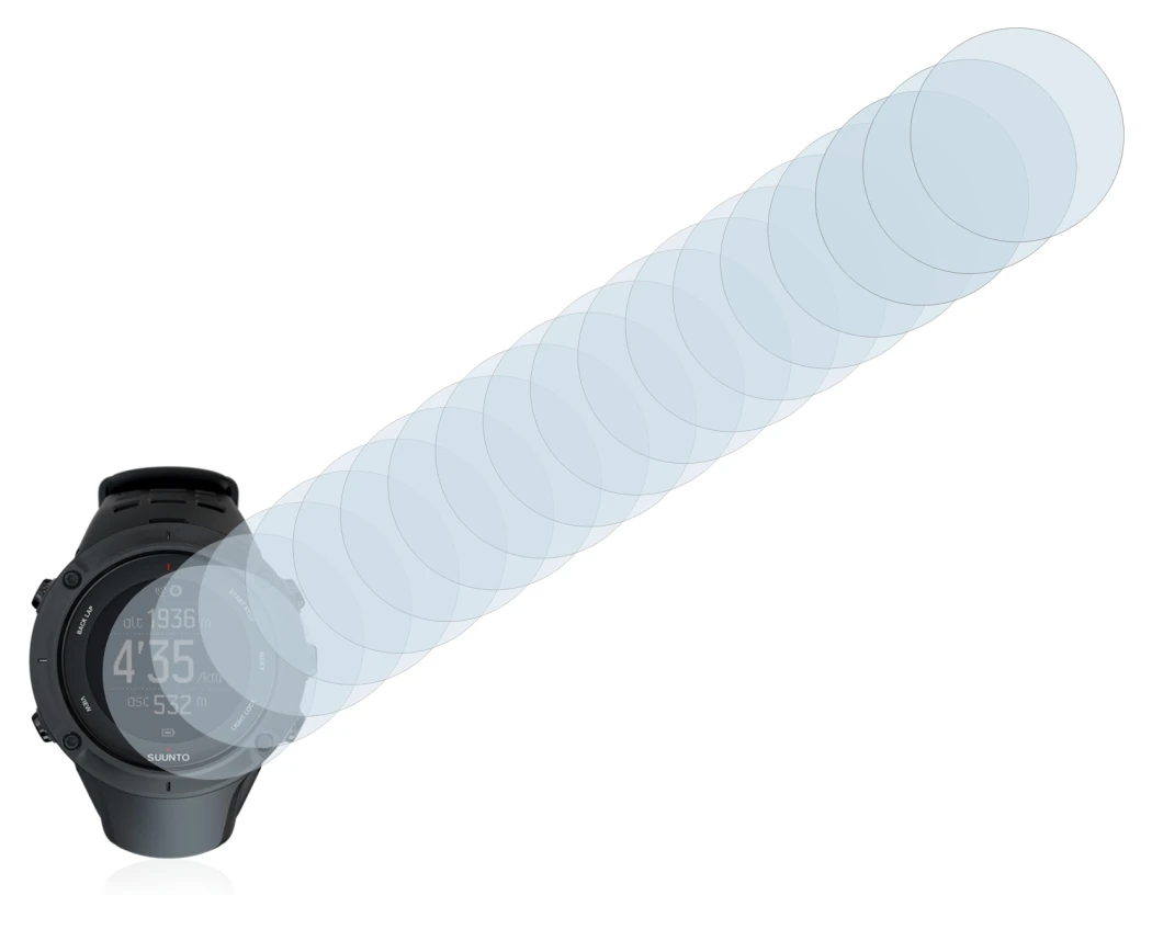 Immagine del dispositivo Suunto Ambit3 Peak Black con un'ampia varietà di protezioni per lo schermo.