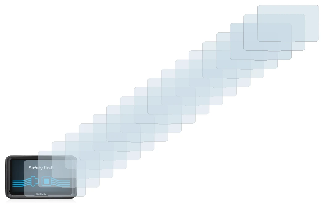 Immagine del dispositivo Garmin dezl 770 LMT-D con un'ampia varietà di protezioni per lo schermo.