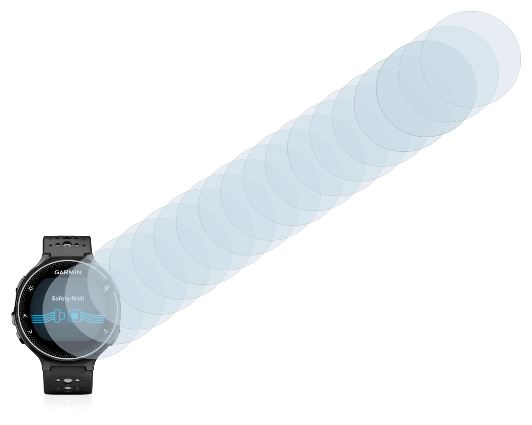 Immagine del dispositivo Garmin Forerunner 230 con un'ampia varietà di protezioni per lo schermo.