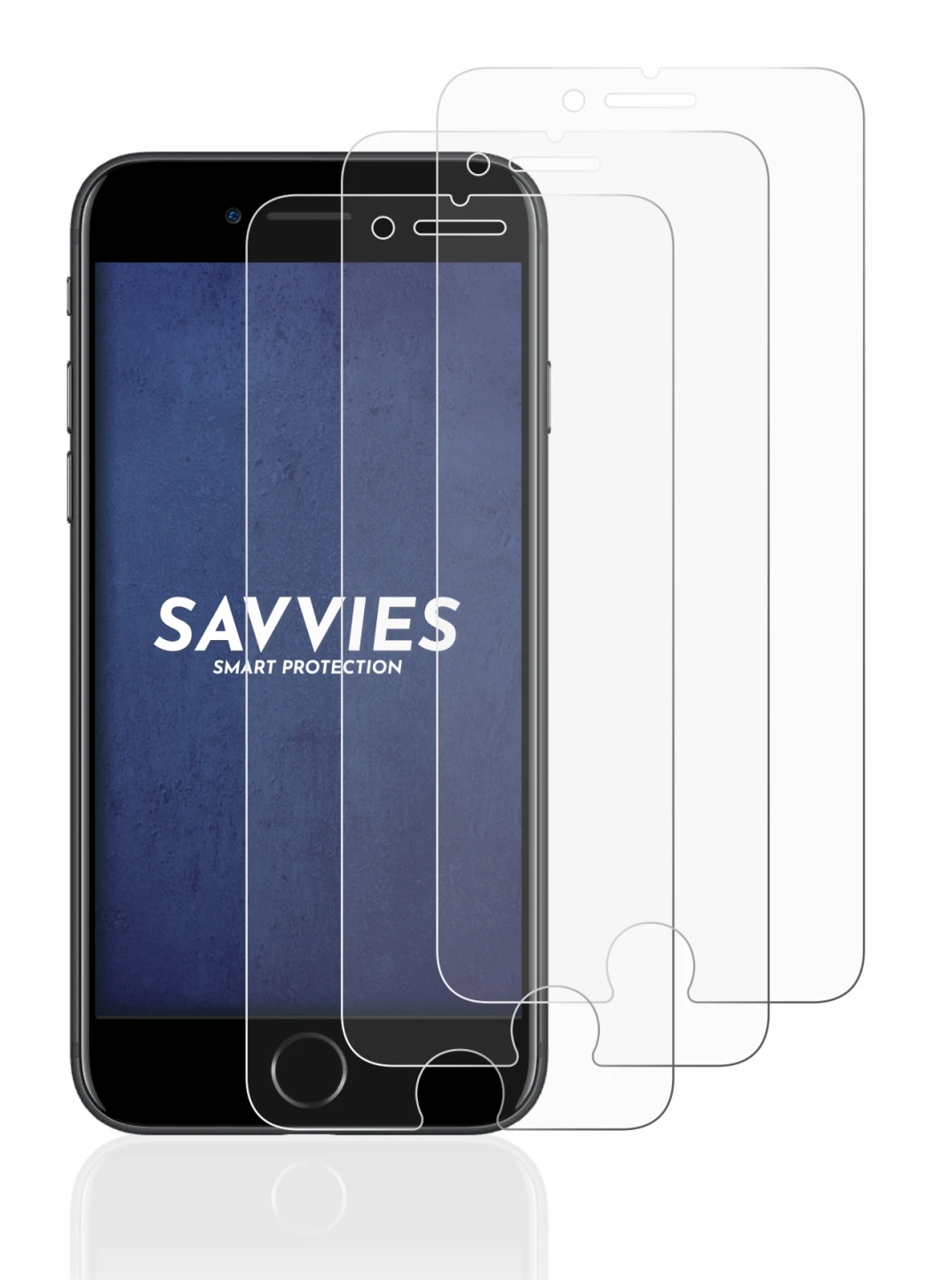 Immagine del dispositivo Apple iPhone 7 con un'ampia varietà di protezioni per lo schermo.