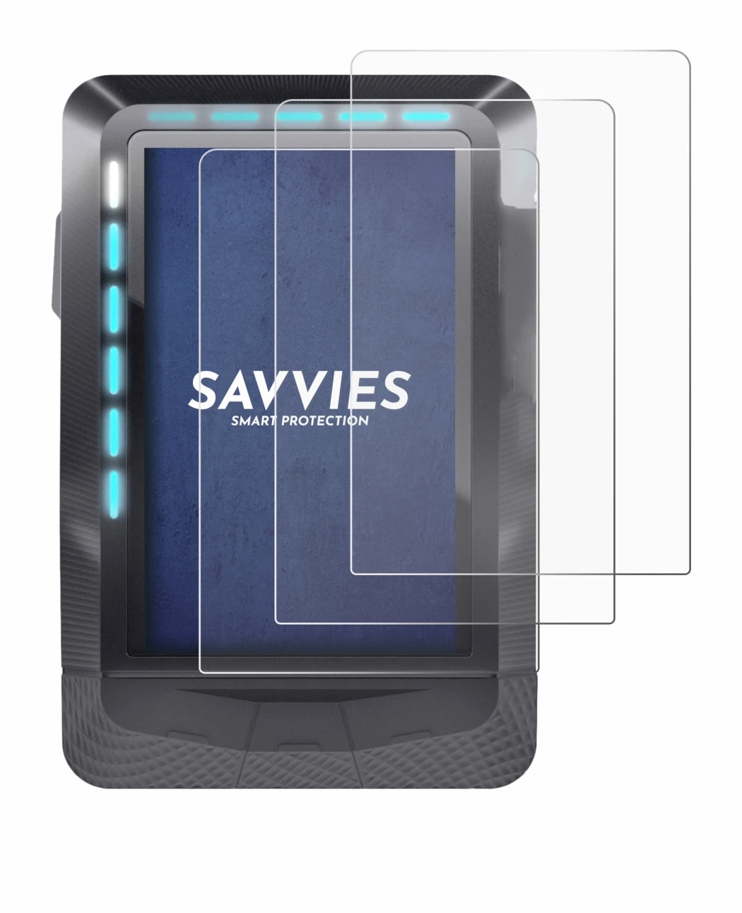 Immagine del dispositivo Wahoo Elemnt GPS con un'ampia varietà di protezioni per lo schermo.