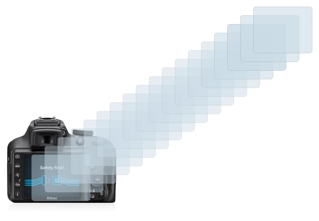 Immagine del dispositivo Nikon D3400 con un'ampia varietà di protezioni per lo schermo.