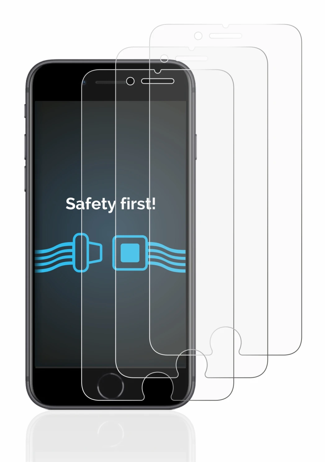 Immagine del dispositivo Apple iPhone 8 con un'ampia varietà di protezioni per lo schermo.