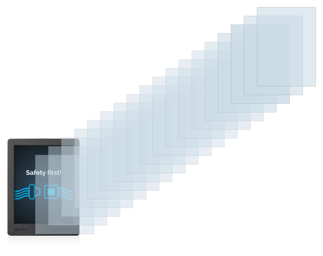 Immagine del dispositivo Kobo Aura H2O Edition 2 con un'ampia varietà di protezioni per lo schermo.