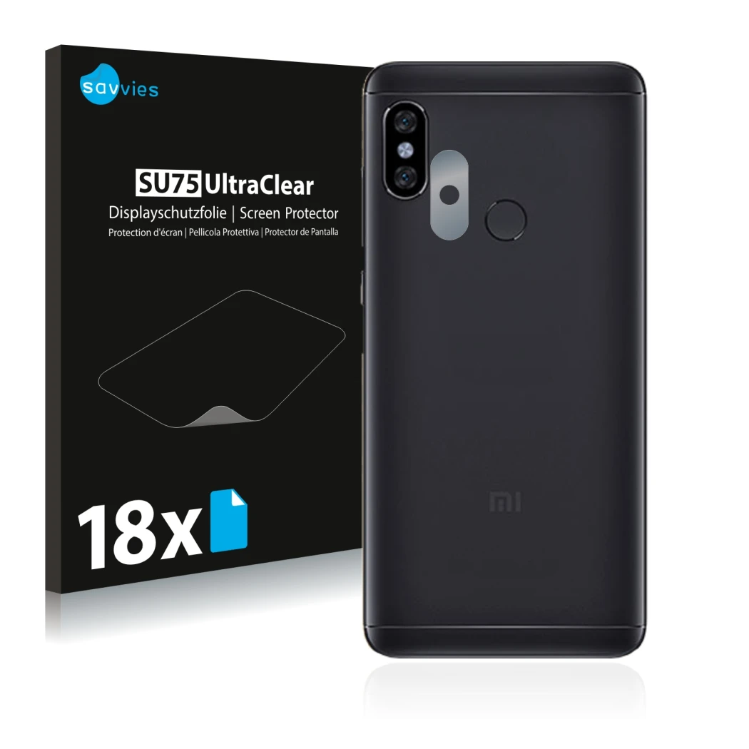 Parte frontale di una confezione del prodotto con il logo del marchio Savvies. Accanto è raffigurato il dispositivo Xiaomi Red