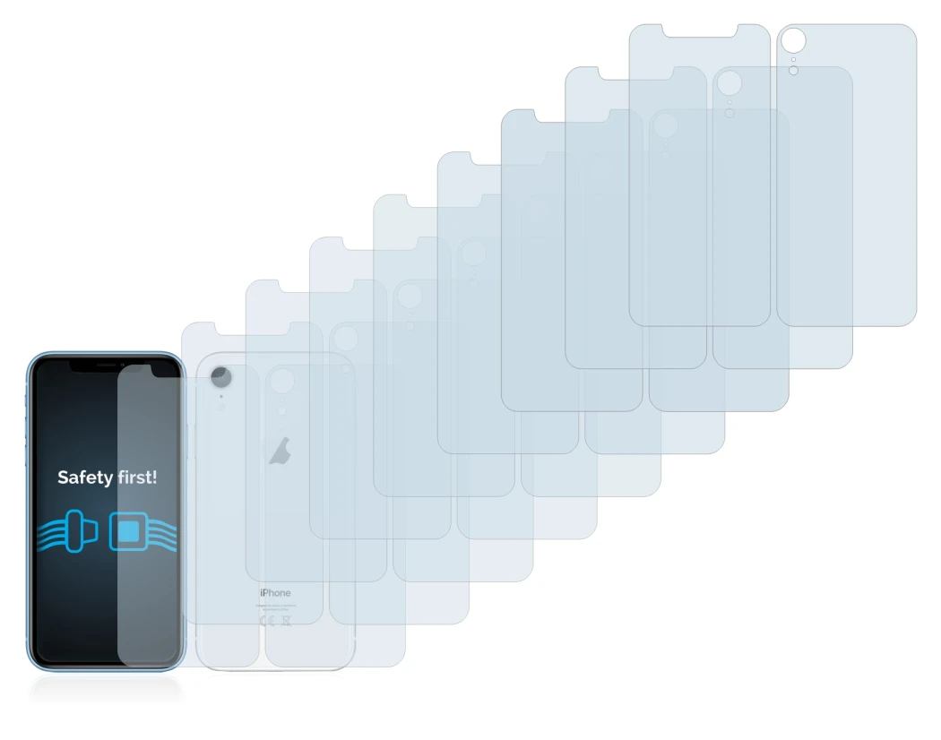 Immagine del dispositivo Apple iPhone XR (Fronte+Retro) con un'ampia varietà di protezioni per lo schermo.