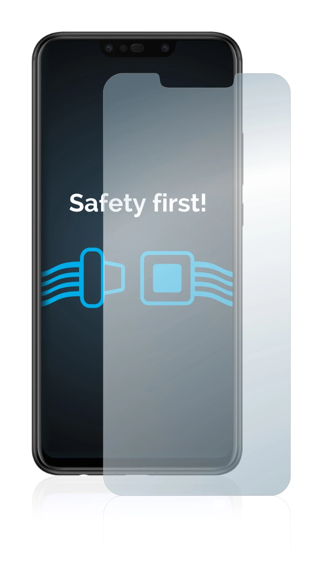 Immagine del dispositivo Huawei P smart Plus 2018 con un'ampia varietà di protezioni per lo schermo.