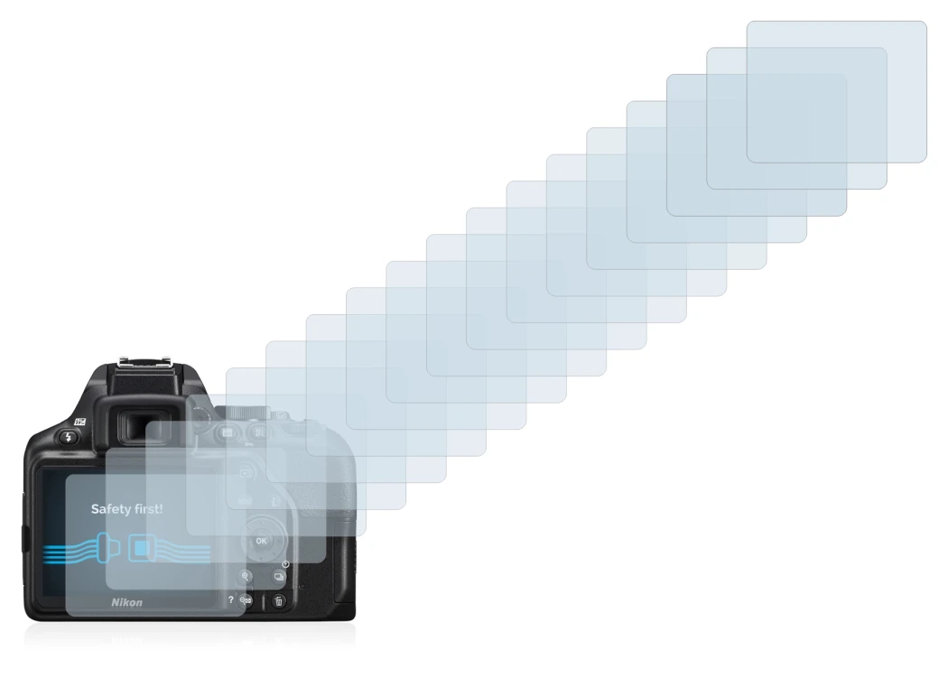 Immagine del dispositivo Nikon D3500 con un'ampia varietà di protezioni per lo schermo.