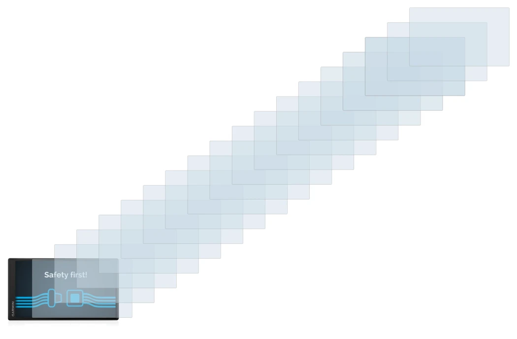 Immagine del dispositivo Garmin DriveSmart 55 con un'ampia varietà di protezioni per lo schermo.