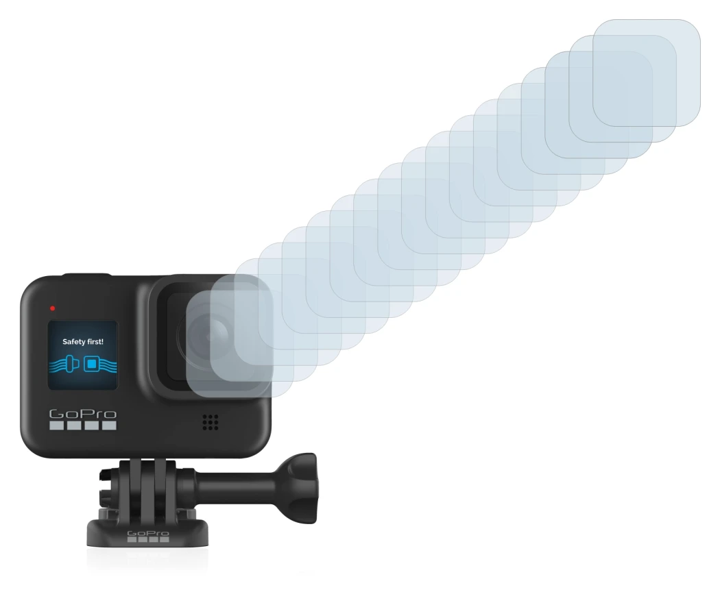 Immagine del dispositivo GoPro Hero 8 Black (Lente) con un'ampia varietà di protezioni per lo schermo.