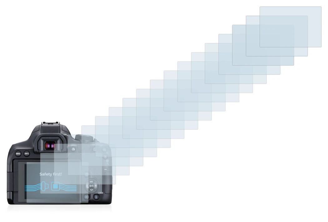 Immagine del dispositivo Canon EOS 850D con un'ampia varietà di protezioni per lo schermo.