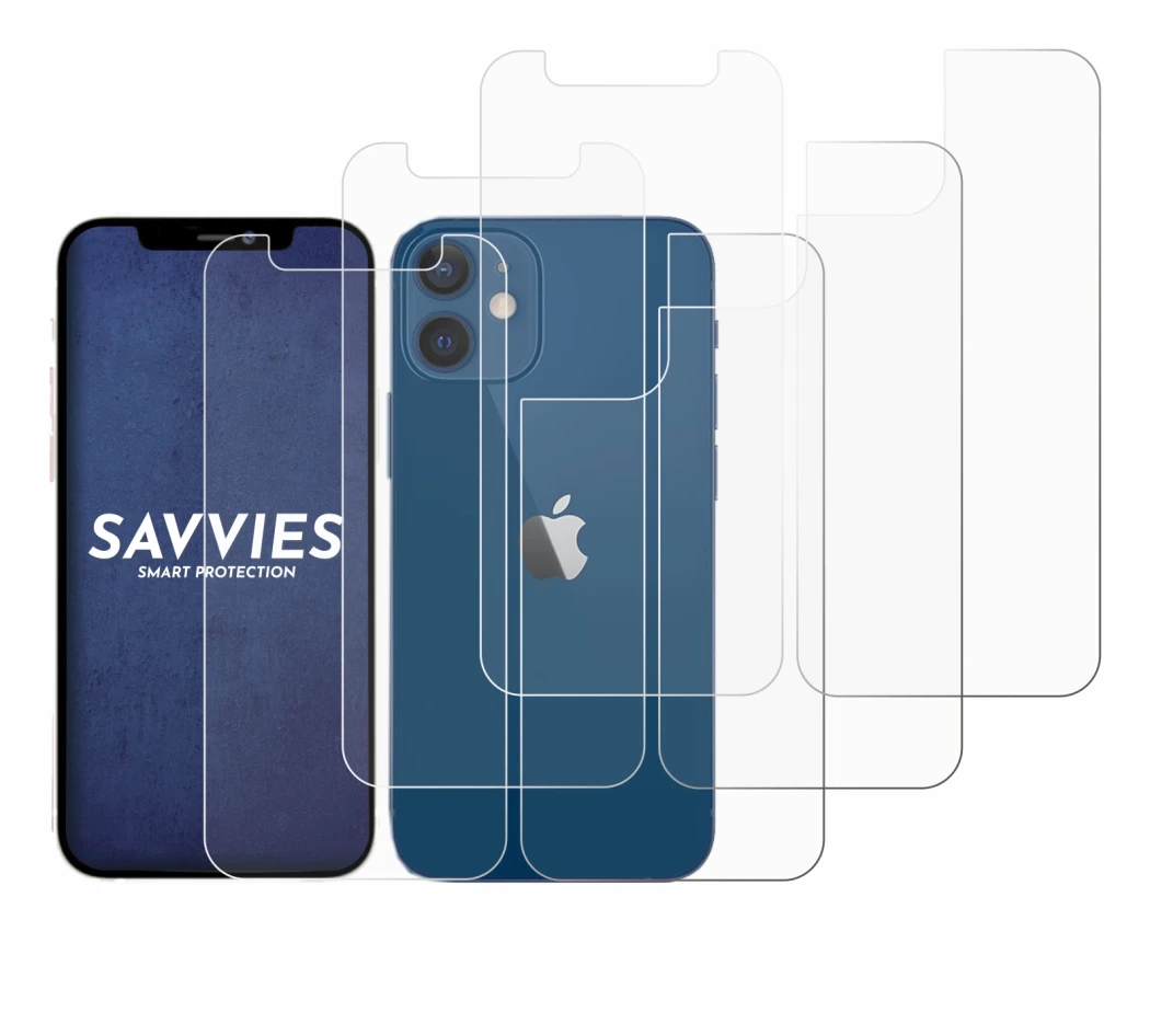 Immagine del dispositivo Apple iPhone 12 mini (Fronte+Retro) con un'ampia varietà di protezioni per lo schermo.