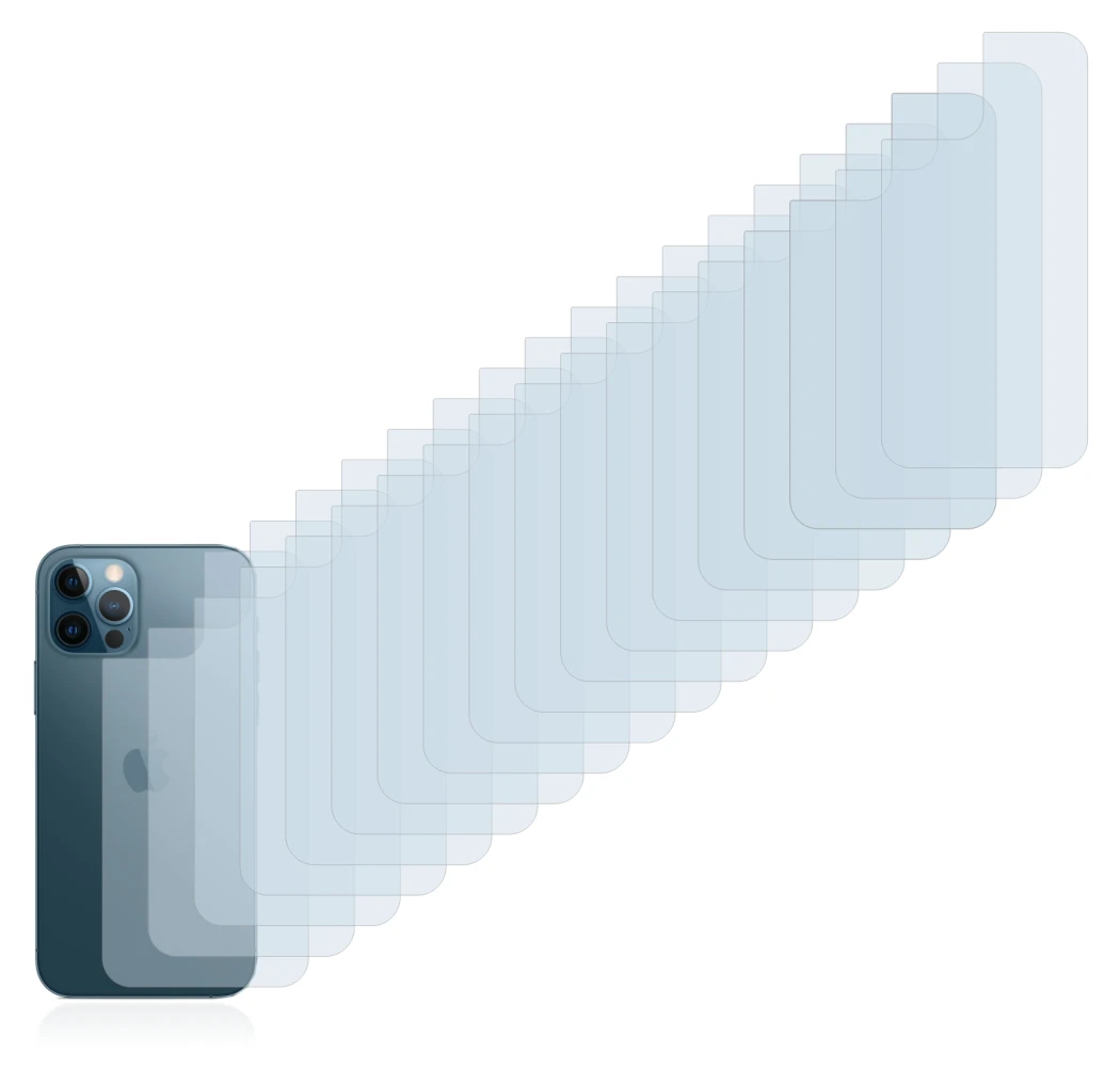 Immagine del dispositivo Apple iPhone 12 Pro (Posteriore) con un'ampia varietà di protezioni per lo schermo.