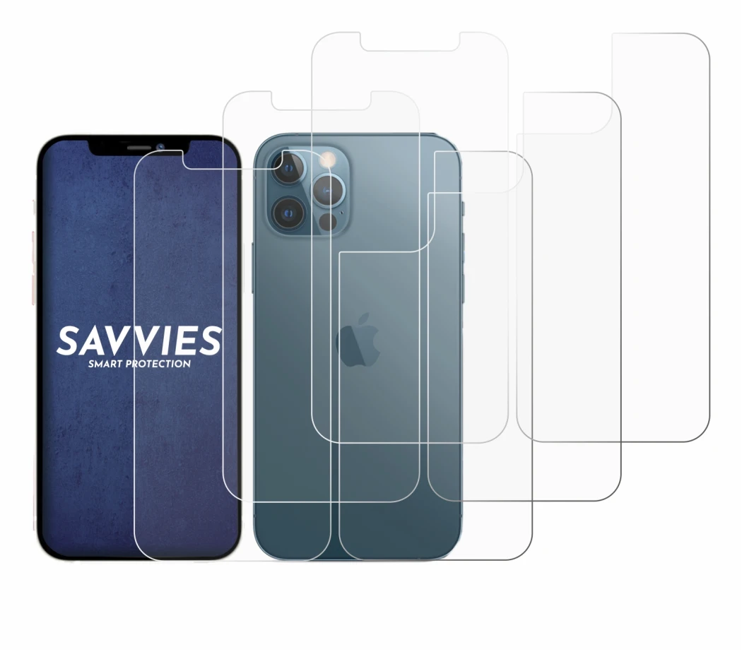 Immagine del dispositivo Apple iPhone 12 Pro (Fronte+Retro) con un'ampia varietà di protezioni per lo schermo.