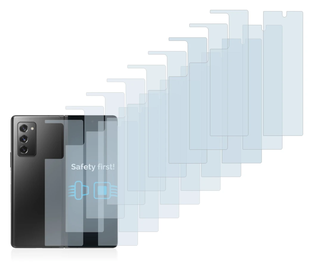 Immagine del dispositivo Samsung Galaxy Z Fold 2 5G (Fronte+Retro) con un'ampia varietà di protezioni per lo schermo.