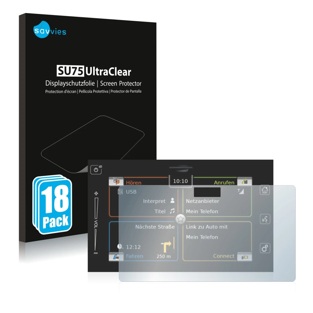 Parte frontale di una confezione del prodotto con il logo del marchio Savvies. Accanto è raffigurato il dispositivo Bosch Suzu