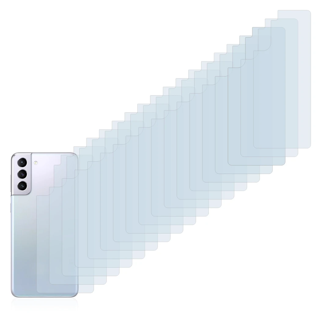 Immagine del dispositivo Samsung Galaxy S21 5G (Posteriore) con un'ampia varietà di protezioni per lo schermo.