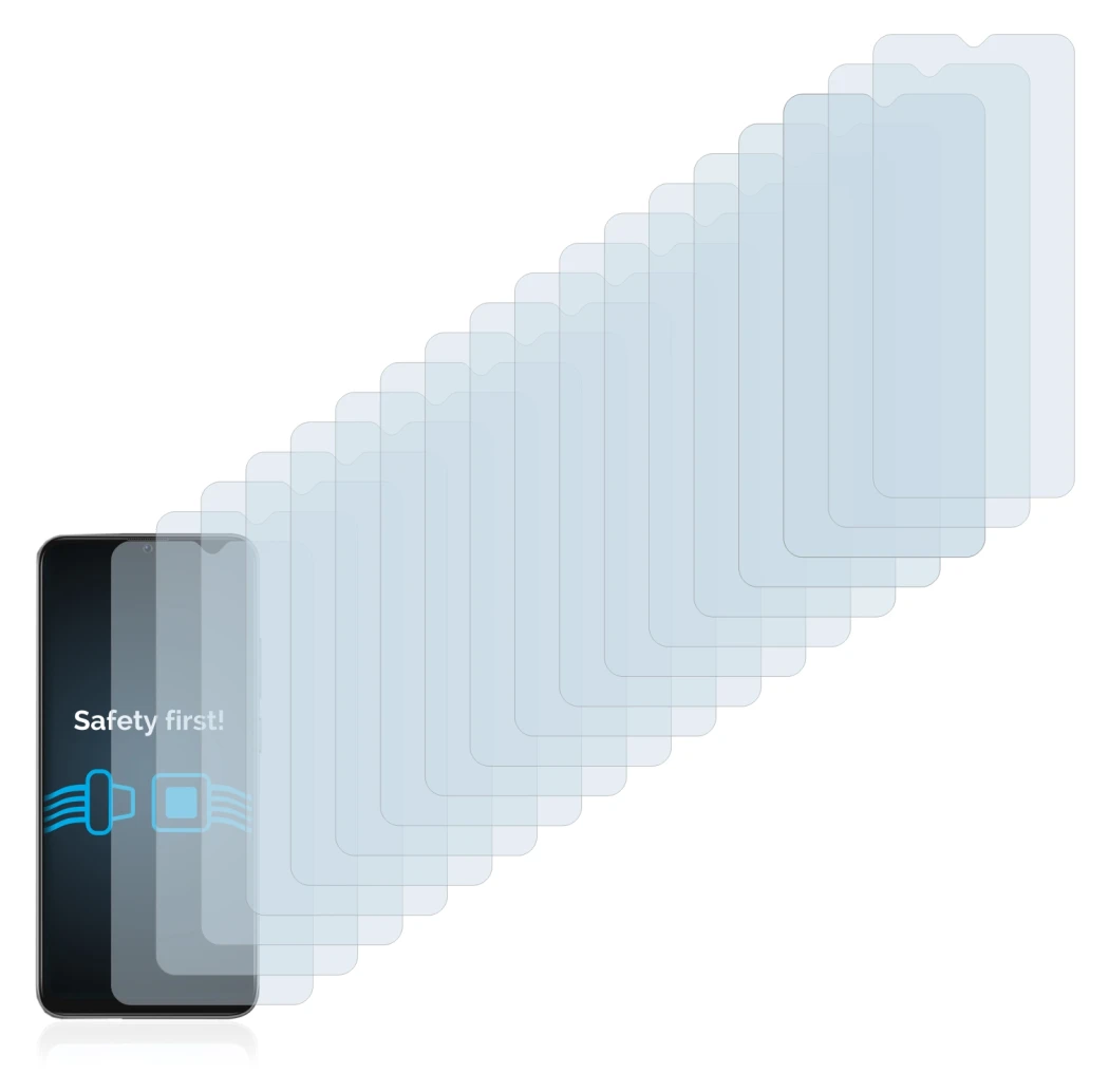 Immagine del dispositivo Blackview A70 con un'ampia varietà di protezioni per lo schermo.