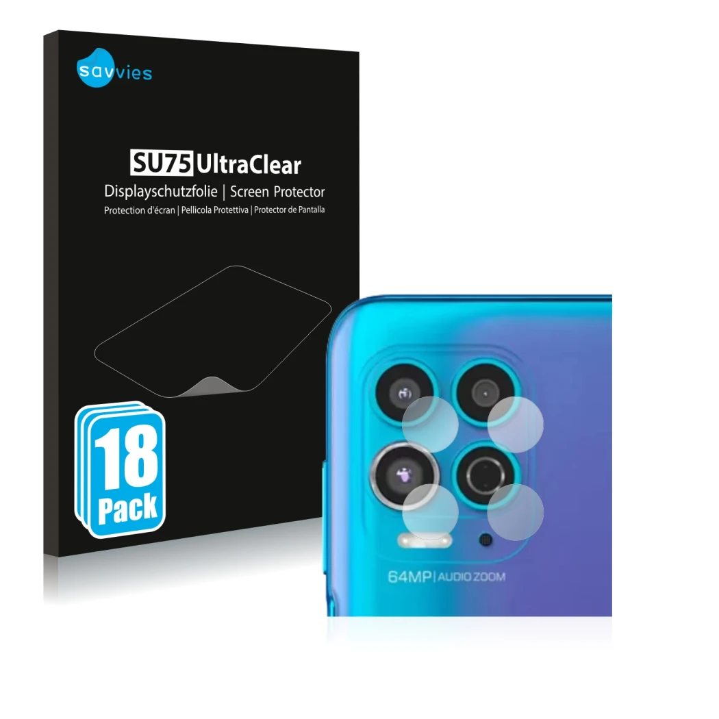 Parte frontale di una confezione del prodotto con il logo del marchio Savvies. Accanto è raffigurato il dispositivo Motorola M