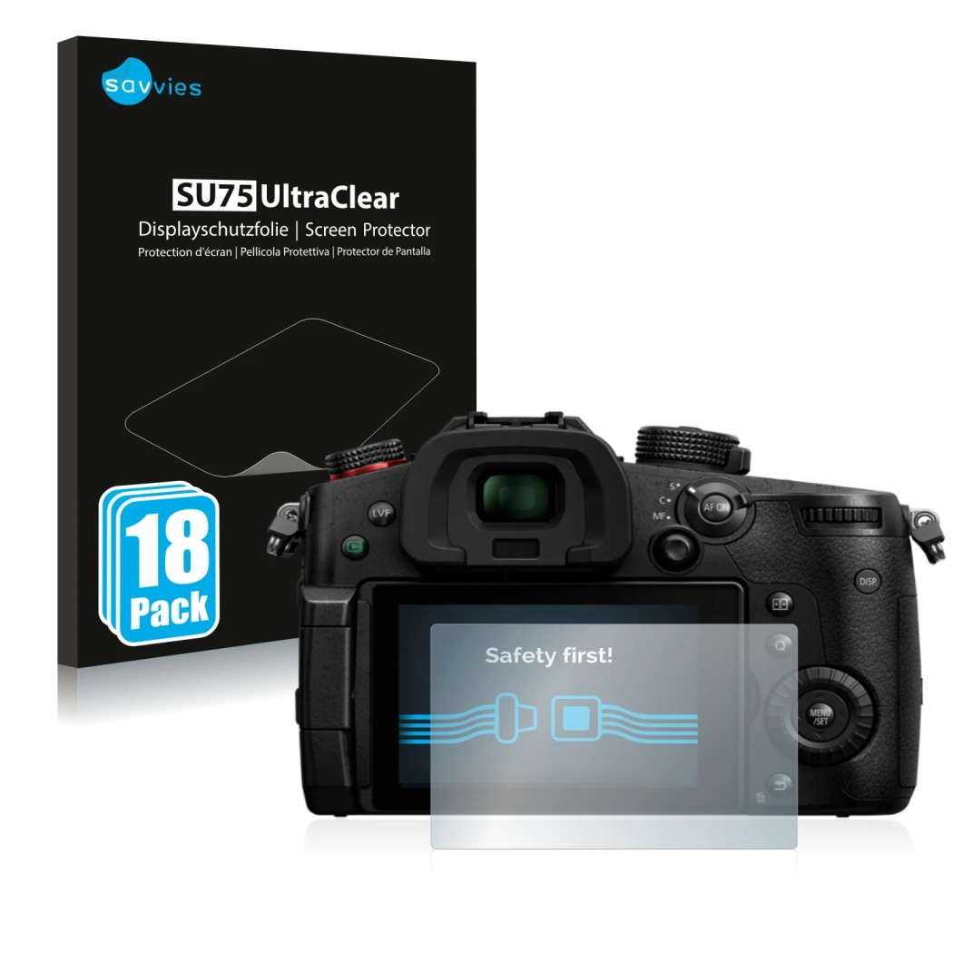 Parte frontale di una confezione del prodotto con il logo del marchio Savvies. Accanto è raffigurato il dispositivo Panasonic 