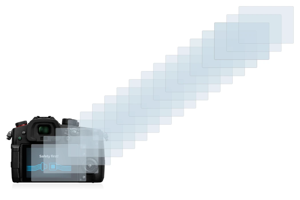 Immagine del dispositivo Panasonic Lumix DC-GH5 II con un'ampia varietà di protezioni per lo schermo.