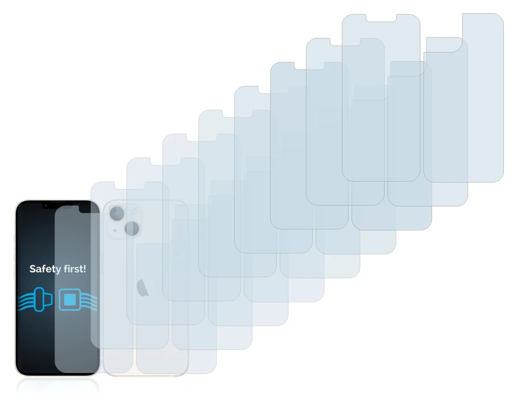 Immagine del dispositivo Apple iPhone 13 (Fronte+Retro) con un'ampia varietà di protezioni per lo schermo.