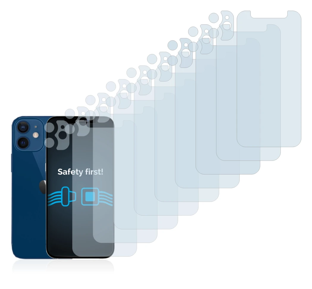 Immagine del dispositivo Apple iPhone 12 mini (Fronte+Fotocamera) con un'ampia varietà di protezioni per lo schermo.