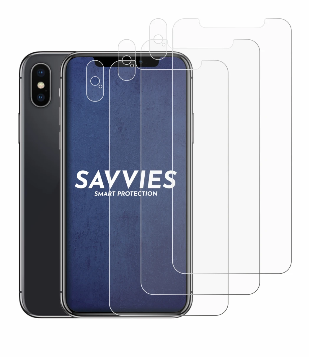 Immagine del dispositivo Apple iPhone X (Fronte+Fotocamera) con un'ampia varietà di protezioni per lo schermo.