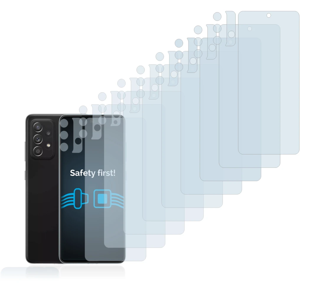 Immagine del dispositivo Samsung Galaxy A52 5G (Fronte+Fotocamera) con un'ampia varietà di protezioni per lo schermo.