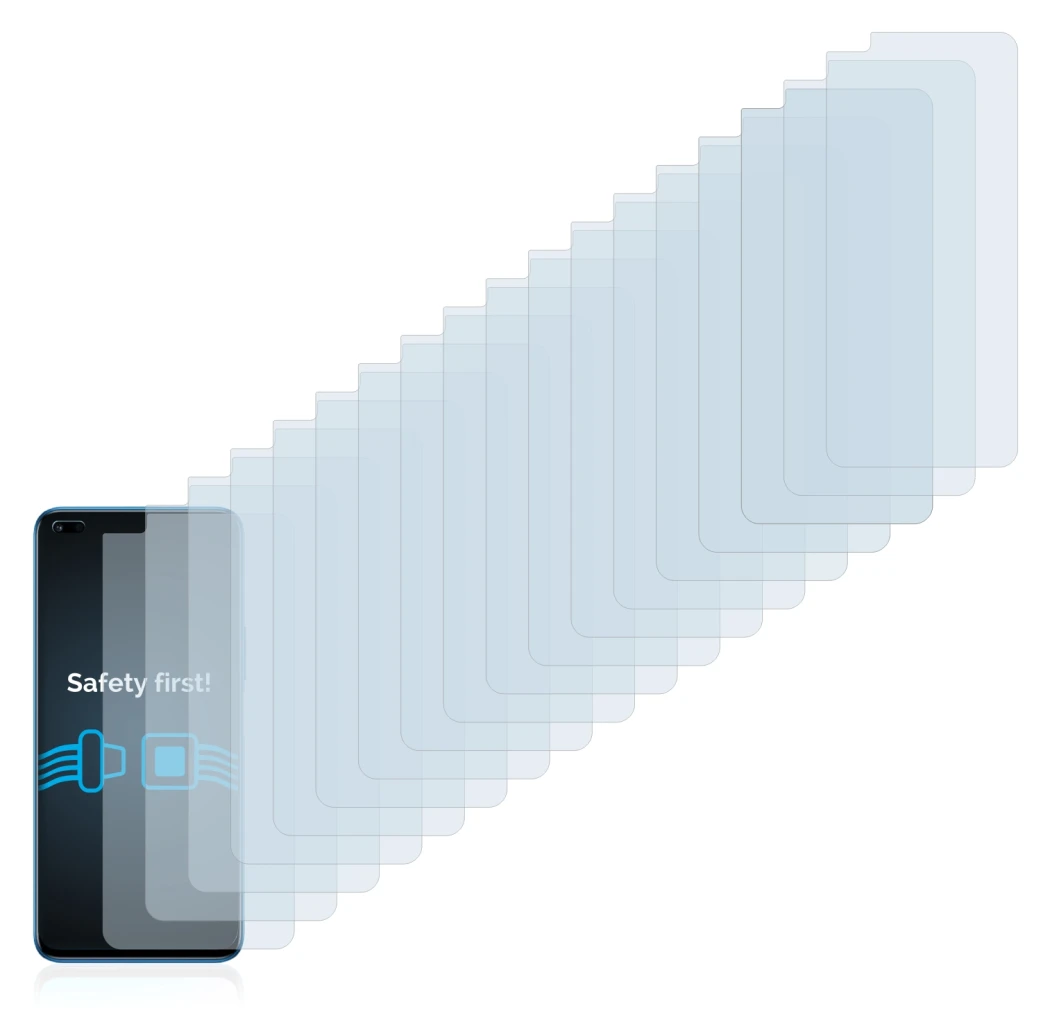 Immagine del dispositivo Honor 50 Lite con un'ampia varietà di protezioni per lo schermo.