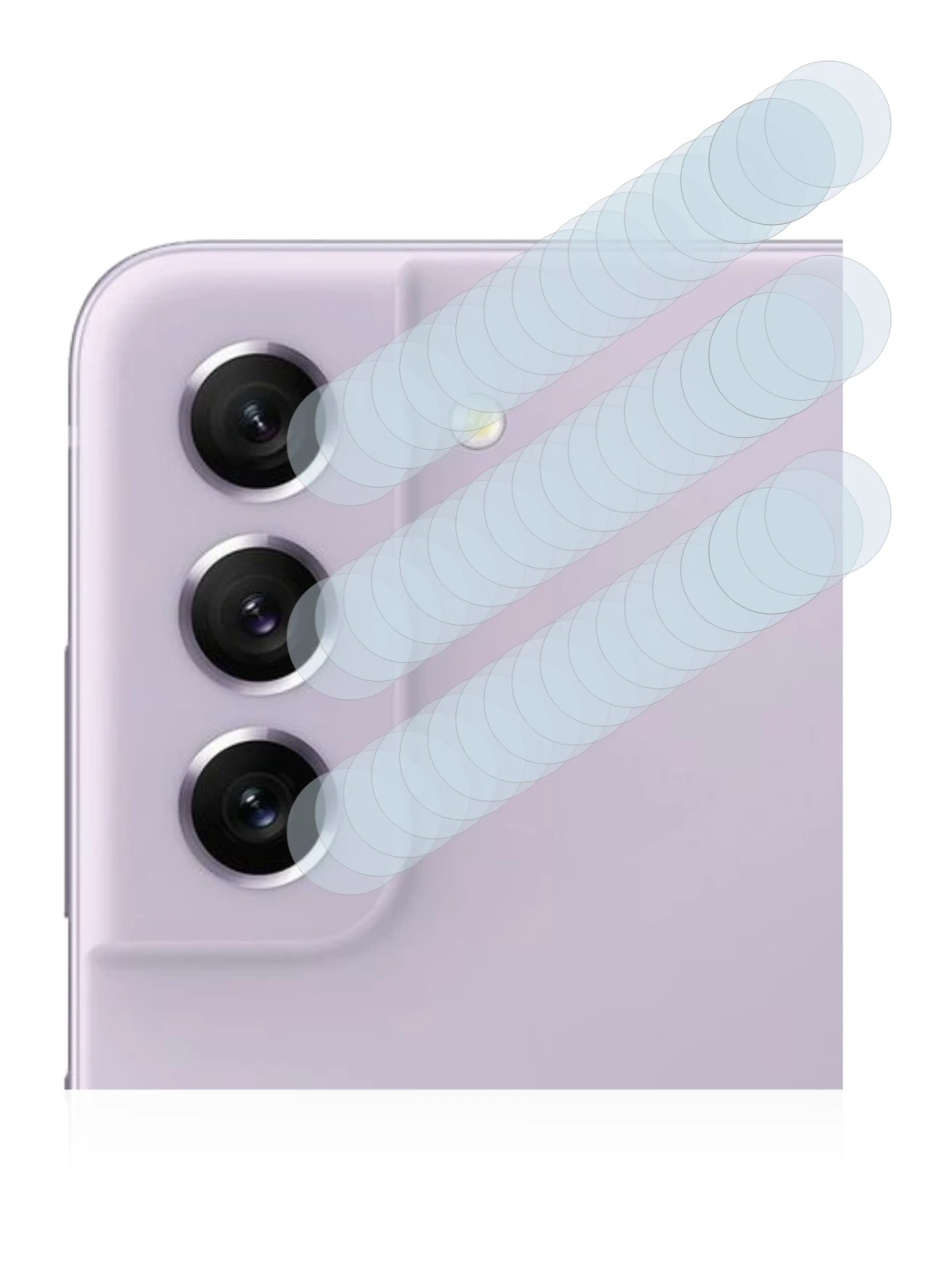 Immagine del dispositivo Samsung Galaxy S21 FE 5G (SOLO Fotocamera) con un'ampia varietà di protezioni per lo schermo.