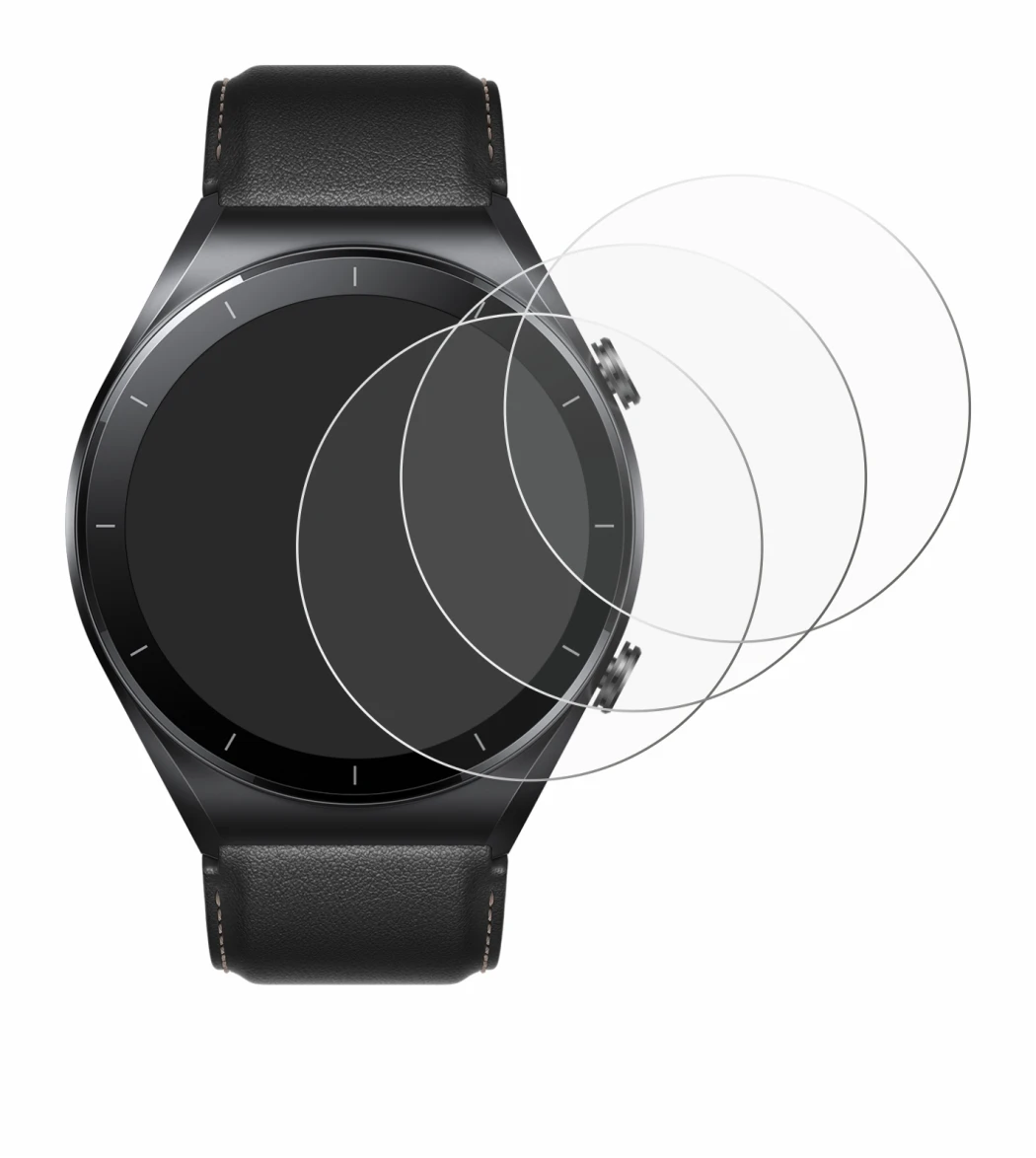 Immagine del dispositivo Xiaomi Watch S1 con un'ampia varietà di protezioni per lo schermo.