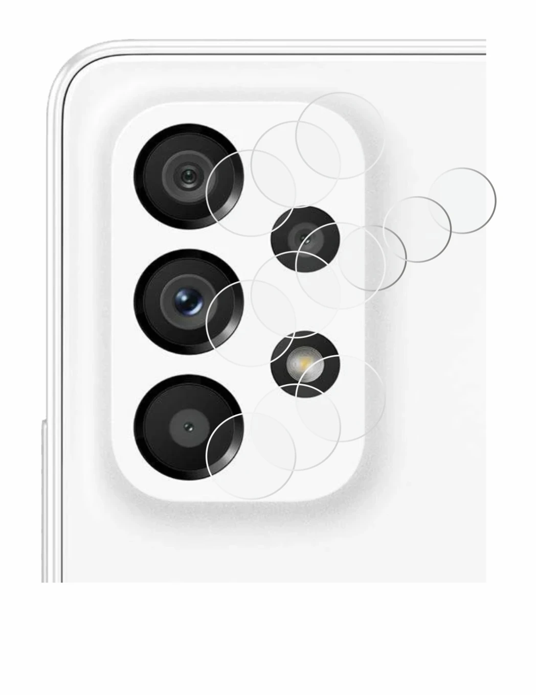 Immagine del dispositivo Samsung Galaxy A53 5G (SOLO Fotocamera) con un'ampia varietà di protezioni per lo schermo.