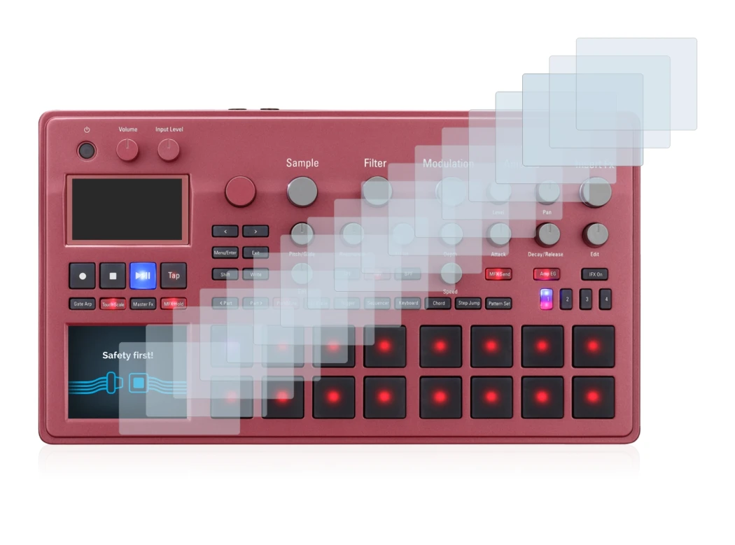 Immagine del dispositivo KORG electribe Sampler con un'ampia varietà di protezioni per lo schermo.