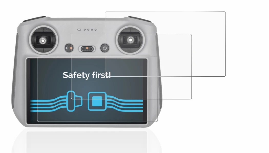 Immagine del dispositivo DJI RC Controller con un'ampia varietà di protezioni per lo schermo.